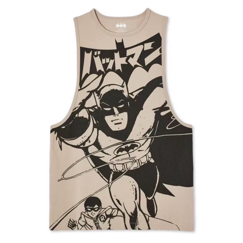 Batman Beige and Black Graphic Tank Top